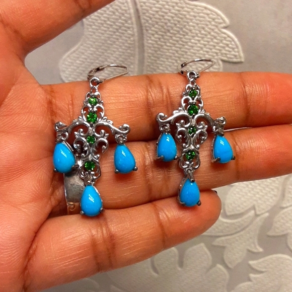CLOSEOUT, 925 Sleeping Beauty Turquoise & Russian Diopside. FIRM. - Picture 8 of 9